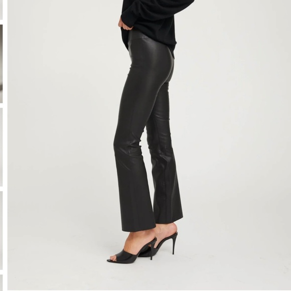 SPRWMN BLACK LEATHER ANKLE FLARE - Picture 2 of 11